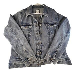 Sonoma Denim Jacket Womens 2X Blue Classic Fit Cotton Blend Trucker Biker Grunge